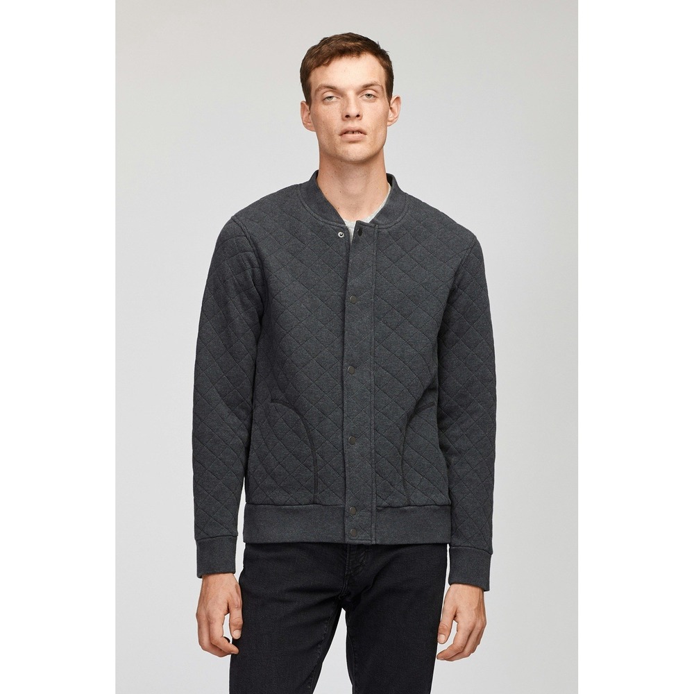 Bonobos The Quilted Waffle Bomber Jacket Gray Men's Medium Slim Fit Preppy Snap